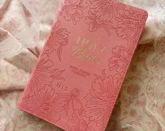 Personalized Pink Bible for Women Bible Gift for Christian Women Custom Emboss Foil KJV Bible Study Gift for Daughter Baptism Keepsake Gift