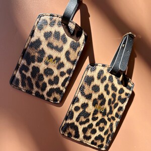Personalized Luggage Travel Suitcase Tag Leopard Print Luggage Tag Gift for Travel Monogram Gift for Bridesmaid Proposal Cheetah Print afbeelding 14