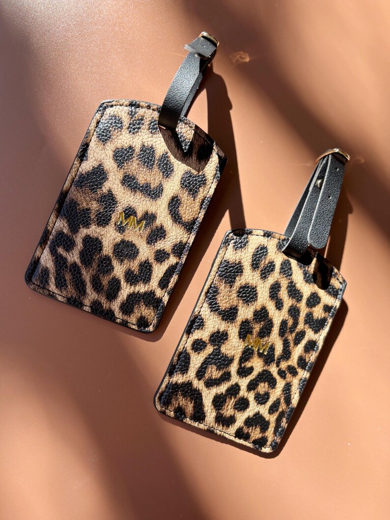 Personalized Luggage Travel Suitcase Tag Leopard Print Luggage Tag Gift for Travel Monogram Gift for Bridesmaid Proposal Cheetah Print afbeelding 14