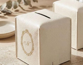 Personalized Tissue Box Cover Coffee Table Living Room Decor Monogram Bathroom Decor Idea Home Office Organization Storage Interior Design