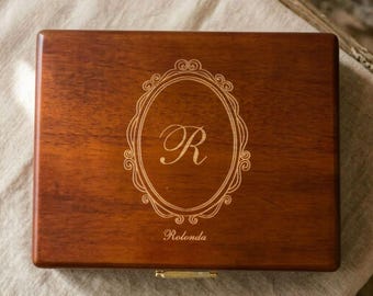 Personalized Wood Jewelry Box Custom Engraved Keepsake Necklace and Ring Jewelry Storage Case Baptism Gift For Daughter 30th Birthday Gift