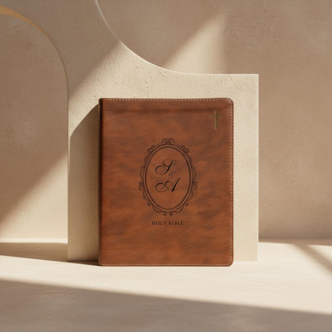 Engraved Keepsake Christian Wedding Gift NIV Bible Guest book Alternative Personalized Family Bible Gift for Couple Anniversary Gift Idea - Front+Back, C