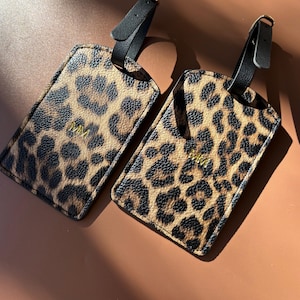Personalized Luggage Travel Suitcase Tag Leopard Print Luggage Tag Gift for Travel Monogram Gift for Bridesmaid Proposal Cheetah Print Leopard