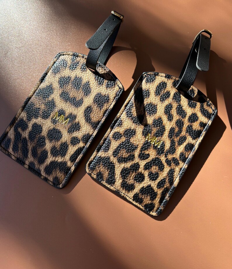 Personalized Luggage Travel Suitcase Tag Leopard Print Luggage Tag Gift for Travel Monogram Gift for Bridesmaid Proposal Cheetah Print Leopard