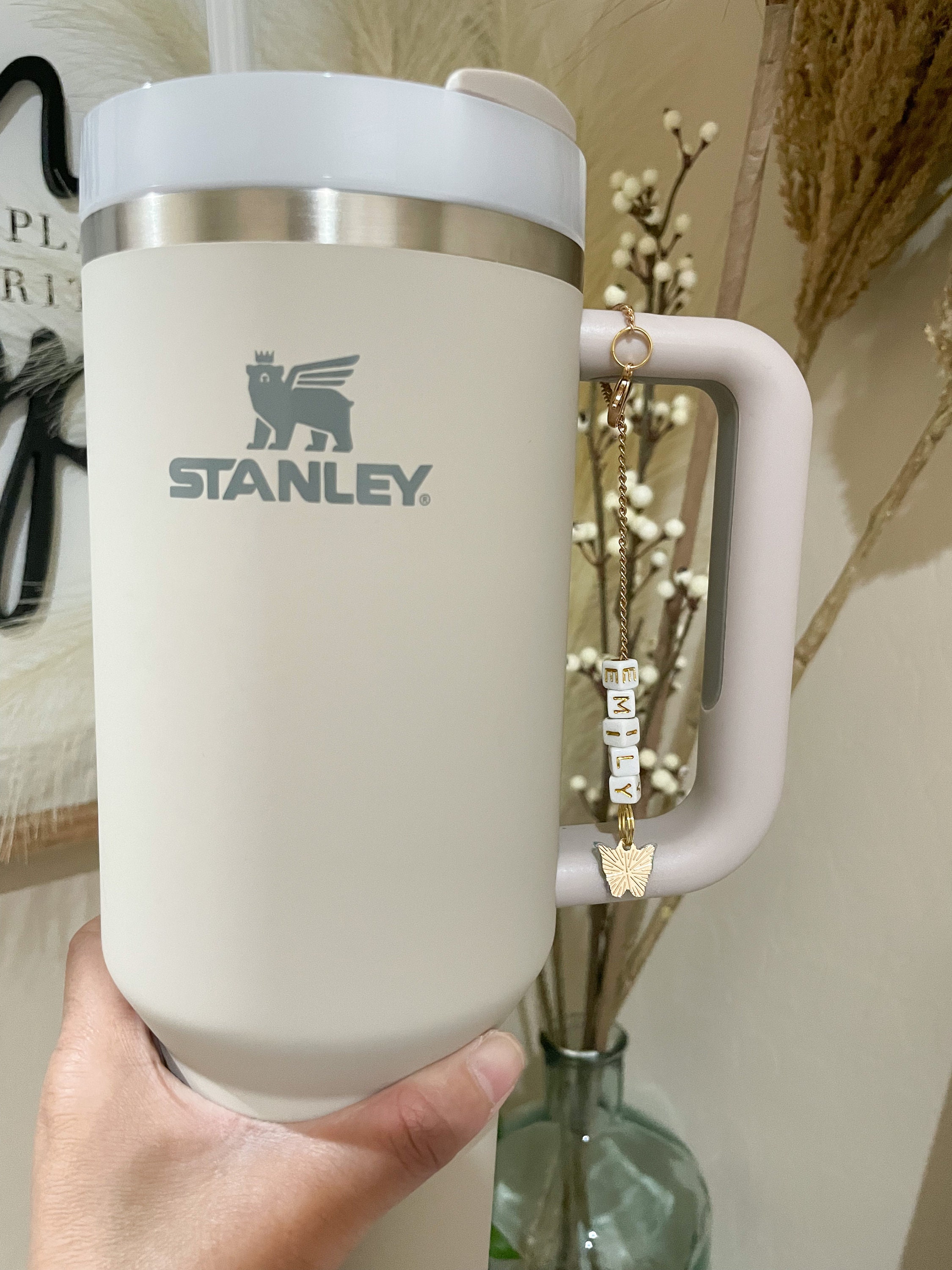 Stanley Cup ID Charm Quencher Tumbler Personalized Letter Initial Silver cup  Not Included 