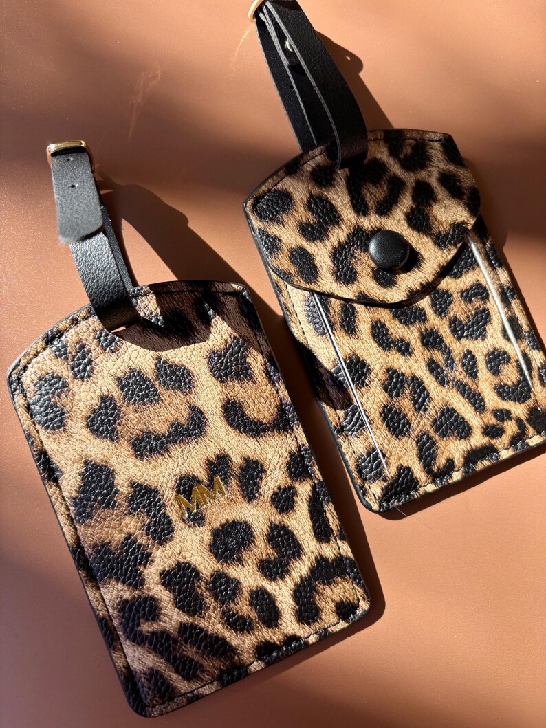 Personalized Luggage Travel Suitcase Tag Leopard Print Luggage Tag Gift for Travel Monogram Gift for Bridesmaid Proposal Cheetah Print afbeelding 15