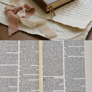 May include: A brown leather wedding guestbook alternative with the text "The Kennedy's EST. 2026" in elegant script. The book lies open on a cream-colored surface with ribbons and other wedding details.