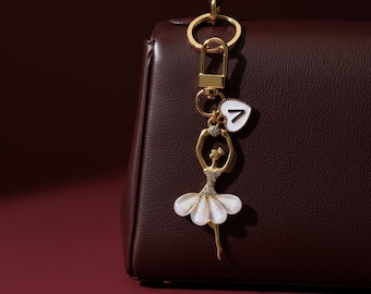 Personalized Gift for Ballerina Dancing Charm Keychain Ballet Era Gift for Dance Recital Preppy Coquette Aesthetic Ballet Heart Keychain