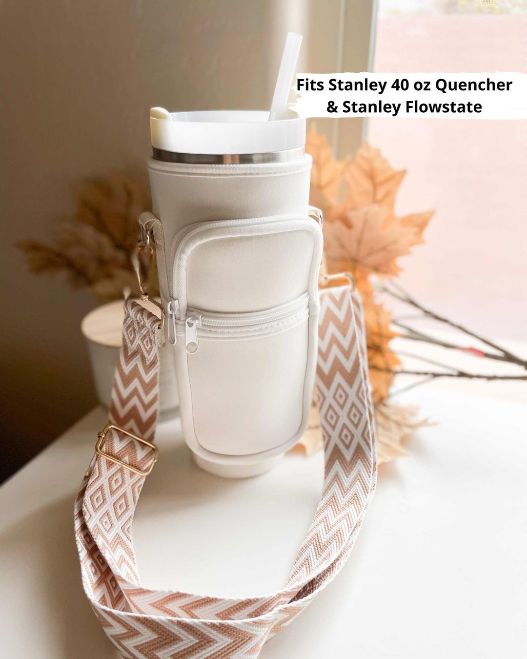 Neoprene Insulator Sleeve for Stanley Quencher 40 oz Tumbler with Handle,  Reusable Protective Water Bottle Sleeve Cover Compatible with Stanley 40 oz,Stanley  Cup Accessories