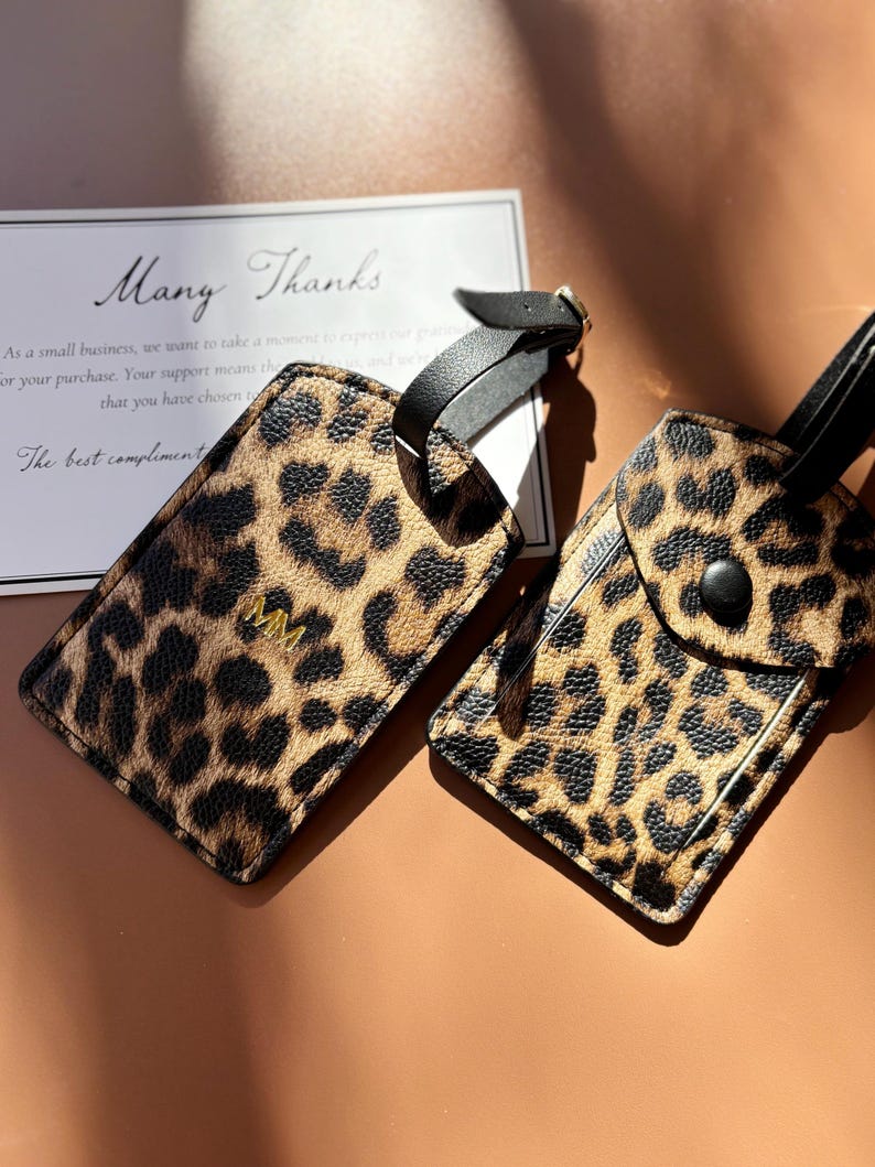 Personalized Luggage Travel Suitcase Tag Leopard Print Luggage Tag Gift for Travel Monogram Gift for Bridesmaid Proposal Cheetah Print afbeelding 13