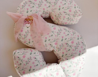 Personalized Floral Letter Alphabet Pillow Grand Millennial Baby Nursery Room Idea Cottagecore Toddler Reading Room Decor Plush Pillow