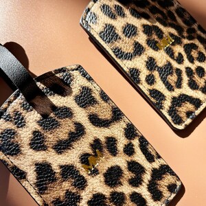 Personalized Luggage Travel Suitcase Tag Leopard Print Luggage Tag Gift for Travel Monogram Gift for Bridesmaid Proposal Cheetah Print afbeelding 12