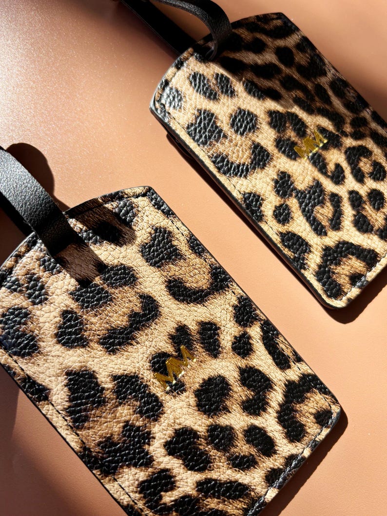 Personalized Luggage Travel Suitcase Tag Leopard Print Luggage Tag Gift for Travel Monogram Gift for Bridesmaid Proposal Cheetah Print afbeelding 12