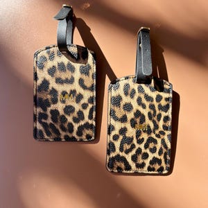 Personalized Luggage Travel Suitcase Tag Leopard Print Luggage Tag Gift for Travel Monogram Gift for Bridesmaid Proposal Cheetah Print afbeelding 10