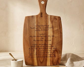 Engraved Handwritten Recipe Board Custom Gift Personalized Chopping Block Wood Kitchen Serving Rustic Farmhouse Housewarming Couple Gift