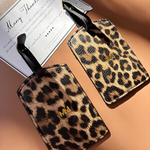Personalized Luggage Travel Suitcase Tag Leopard Print Luggage Tag Gift for Travel Monogram Gift for Bridesmaid Proposal Cheetah Print afbeelding 7