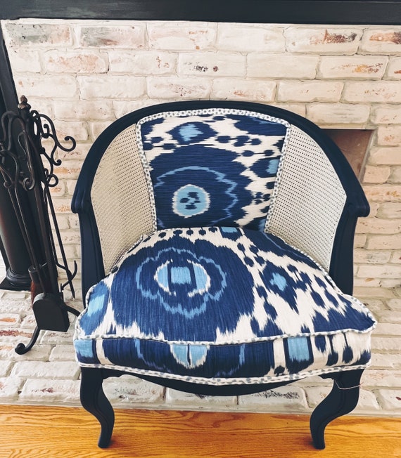 Unique Upcycled Cane Back Chair Custom Fabric Color Options Etsy