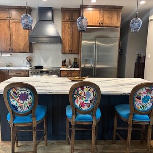 Custom Upholstered Kitchen Island Barstool | Handcrafted Artisan Seating with Mexican Textiles image 9