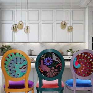 Custom Upholstered Kitchen Island Barstool | Handcrafted Artisan Seating with Mexican Textiles image 6
