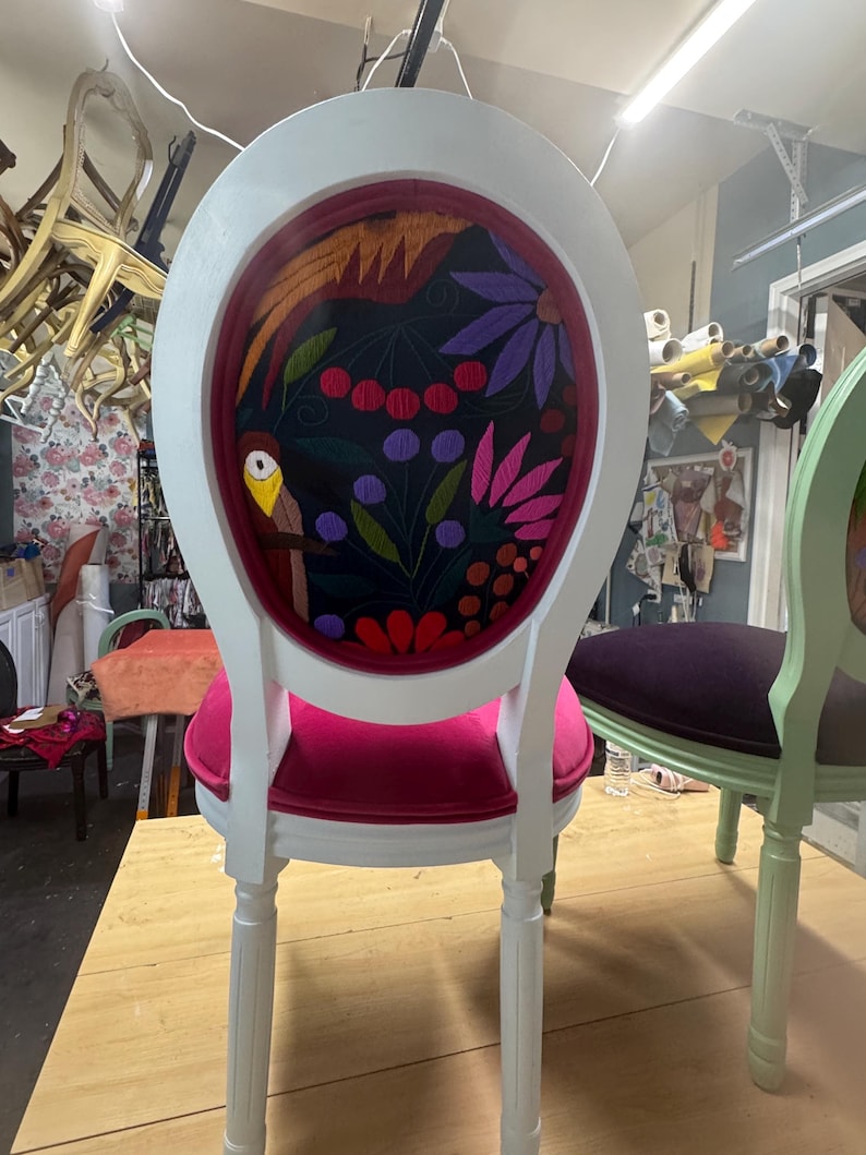 Custom Upholstered Kitchen Island Barstool | Handcrafted Artisan Seating with Mexican Textiles image 10