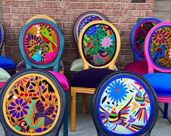 Custom Upholstered Dining Chair | Handcrafted Artisan Seating with Mexican Textiles
