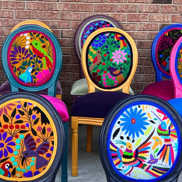 Custom Upholstered Dining Chair | Handcrafted Artisan Seating with Mexican Textiles