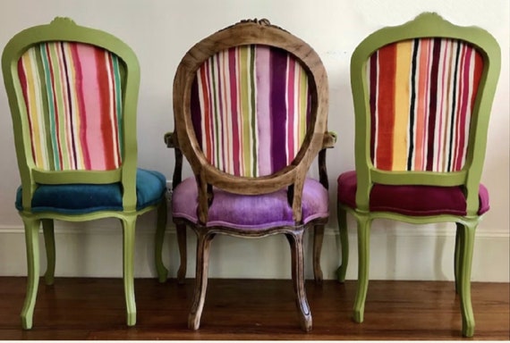 4 Boho Chic Dining Chairs - Customizable