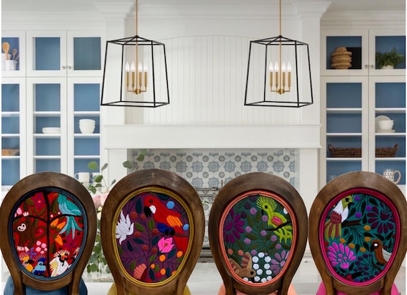 Colorful Mexican Textile Barstool - Unique Handcrafted Home Decor