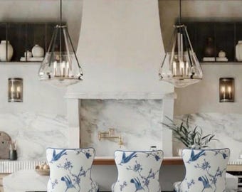 Custom Upholstered Curved Back Kitchen Island Barstools | Handcrafted by Kelly Kate