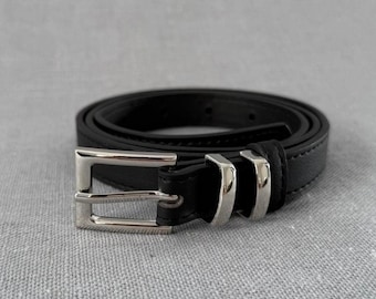 Schwarz Vegan Leder Dünnes Silber WMNS2