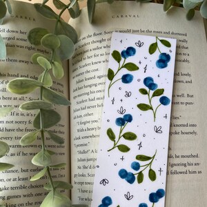 blueberry bookmark pattern blue aesthetic gift for book lovers blueberry fruit design hand drawn gift for readers botanical design blue