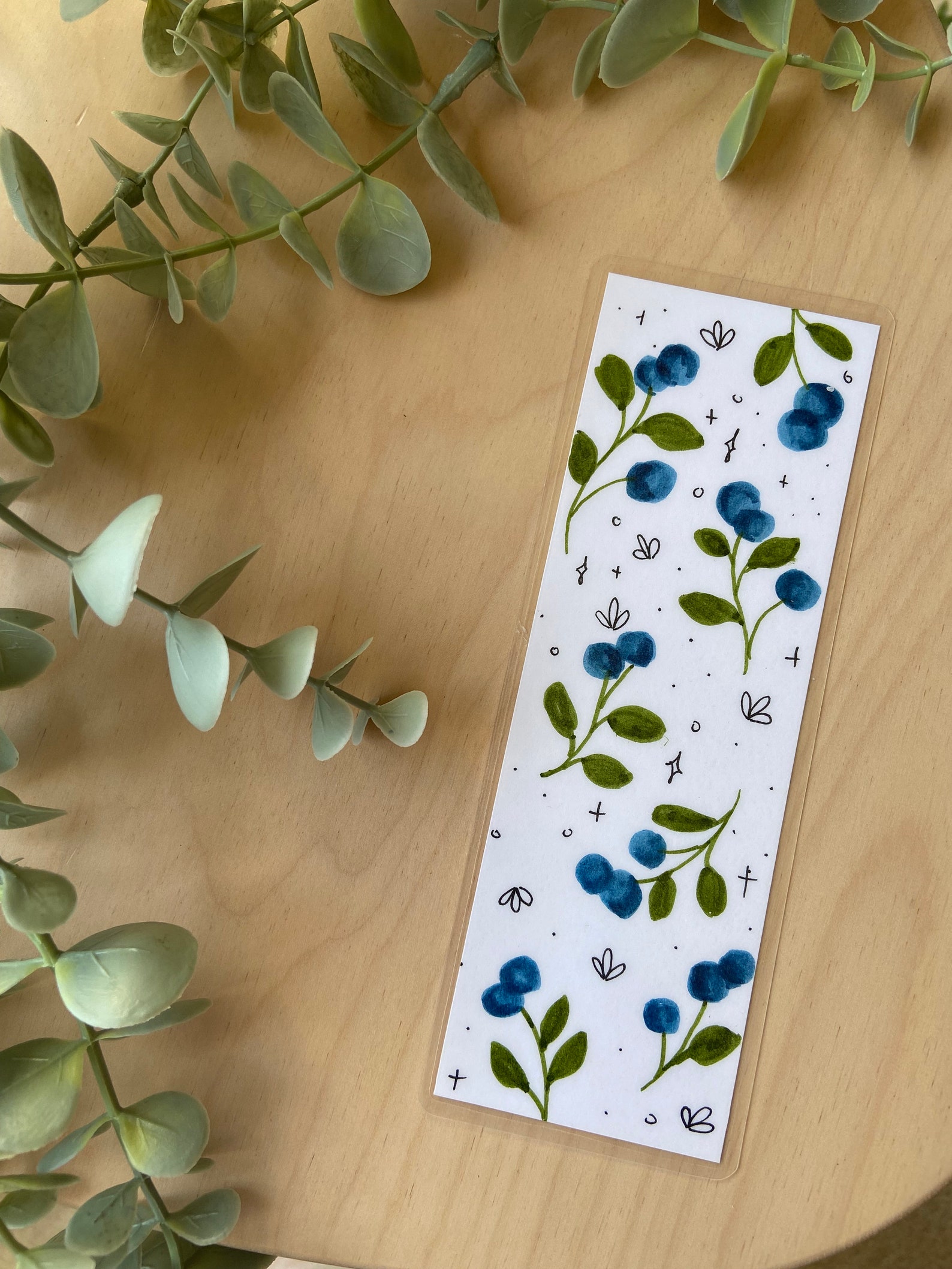 Hand-drawn Blueberry Bookmark: Laminated Botanical Design - Etsy