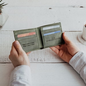 Cartera personalizada, cartera grabada para hombre, cartera de cuero para hombre, cartera personalizada para hombre, regalo para novio, regalo de San Valentín, regalo para el Día del Padre
