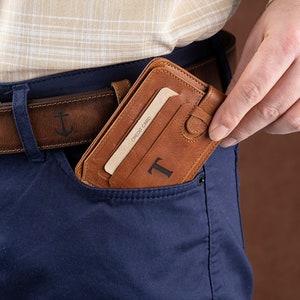 Cartera delgada para hombre, tarjetero personalizado, tarjetero personalizado, regalo para él, regalo para el Día del Padre, regalo minimalista