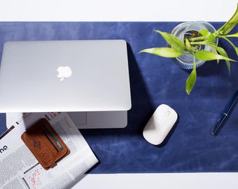Custom Leather Desk Pad, Extended Large Mouse Pad, Personalized Leather Desk Accessory, Genuine Leather Desk Mat, Gift for Him, and Coworker