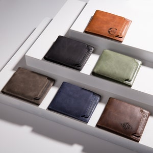 Cartera de cuero personalizada, hecha a mano para él, cartera grabada para hombre, cartera personalizada, regalo para hombre, regalo para él, regalo para padrinos de boda