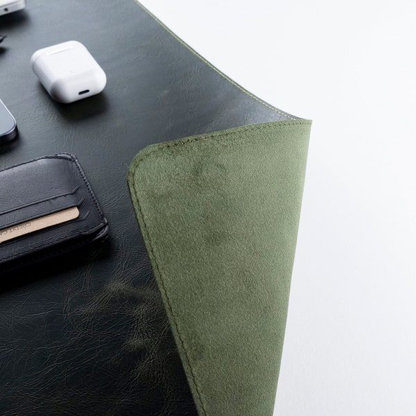 Espresso Elegance Leather Desk Mat + Mouse Pad