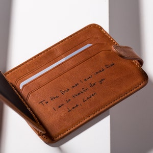 Custom Message Men's Leather Wallet, Credit Card Wallet, Engraved Gift for Him, Slim Leather Wallet, Personalized Card Holder Gift for Son