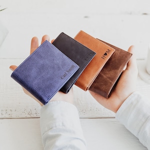 Cartera de cuero personalizada para hombre, regalo para el Día del Padre, regalo personalizado para papá primerizo, regalos para papá, regalo para novio, regalos para hombres