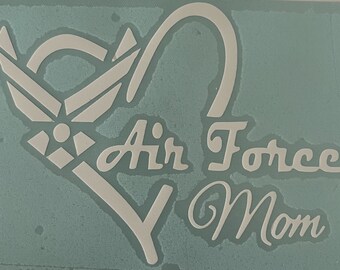 Air Force Mom (Set of 2) - Decal Sticker White 5.5 Inches for Laptops, Car, Van, Truck, Windows