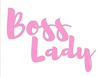 Boss Lady (Set of 2) - Pink Decal Sticker for Laptops/Cars/Trucks - White - 5.5"