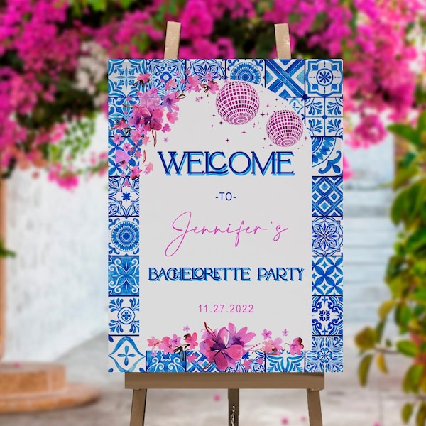 Editable Mamma Mia Bachelorette Welcome Sign, Mamma Mia Party, Disco, Hen Party, Digital, Instant Download