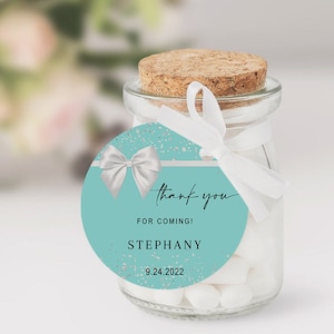 Editable Bride & Co Favor Tag, Breakfast at Tiffany, Turquoise, Sticker, Digital, Label, Printable, Template, Instant Download