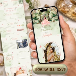 Enchanted Forest Website Template, Quinceañera RSVP Site, Editable Online Invite, Countdown, Interactive Map, Digital Download, EFQ1