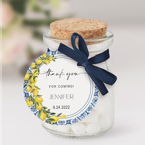 Mediterranean Favor Tag, Blue Tile, Italian Positano, Lemon, Coastal, Bridal Shower, Baby Shower, Birthday, Wedding, Digital, Instant