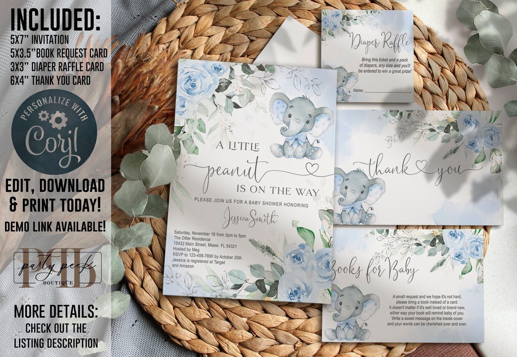 A Little Peanut Is On His Way Template www.etsy.com