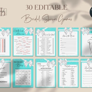 Ensemble modifiable de jeux de douche nuptiale Bride & Co, Breakfast at Tiffany, 30 jeux, Bingo, Emoji Pictionary, Qui connaît le mieux la mariée, Numérique