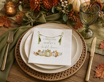 Servilletas personalizadas con diseño de calabaza "Enamórate" / Servilletas para despedida de soltera / Servilletas para boda de otoño, FLG4