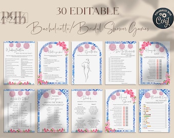 Editable Mamma Mia Bachelorette Bridal Shower Game set, game bundle, 30 games, Bingo, Emoji Pictionary, Who knows the bride best,Digital