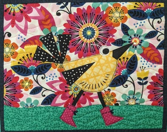 Annie PRINTED Pattern Full Color - Mini Quilt - Quilt block - Bird Pattern - Raw edge Applique - RazBeca's Birds